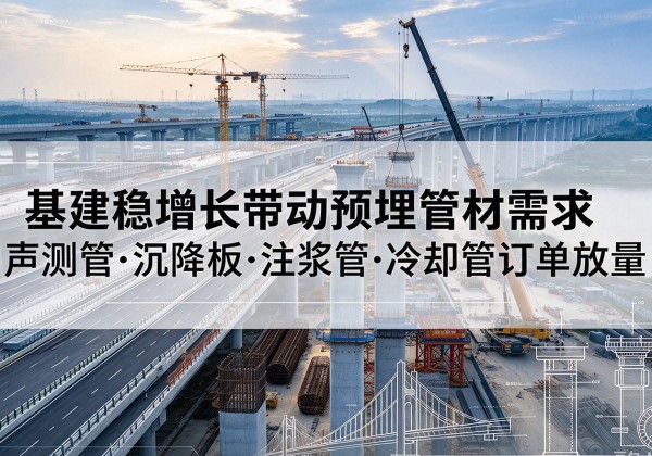 大关基建稳增长带动预埋监测管材需求，声测管、沉降板、注浆管订单持续放量